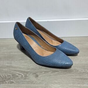 Vionic Madison Mia Blue Snake Print Leather Heels Size 6 NWOB